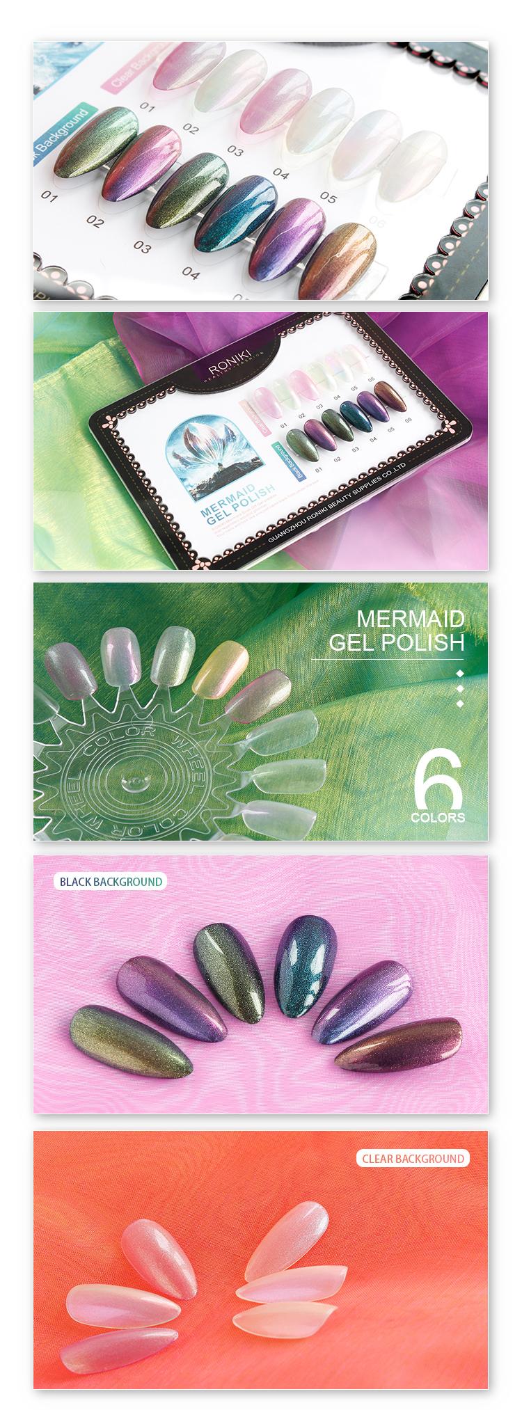 RONIKI 10ml Nail Gel Factory 12 New Rainbow Mermaid Gel